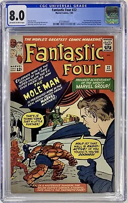 Buy FANTASTIC FOUR #22 CGC 8.0 OW/W 1964 - KEY 1st MOLE MAN COVER (2nd APPEARANCE) • 397.36£