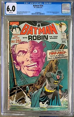 Buy Batman #234 (1971) CGC 6.0 -- White Pgs; 1st SA Two-Face; Neal Adams Cover • 397.35£