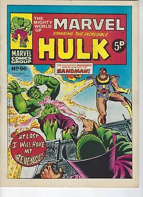 Buy MIGHTY WORLD OF MARVEL # 66 - 5 Jan 1974 - High Grade - Hulk Sandman Fan Four • 4.95£