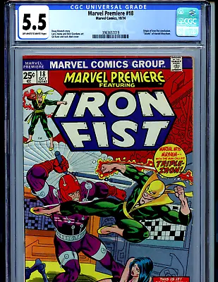 Buy Marvel Premiere Iron Fist #18 CGC 5.5 1974 Marvel Origin Iron Fist  Amricons K24 • 118.58£