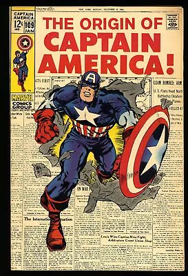 Buy Captain America #109 VF 8.0 Classic Jack  Kirby Cover! Stan Lee Script! • 145.08£