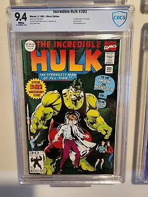 Buy Incredible Hulk 393 CBCS 9.4 Incredible Hulk 1 Homage Herb Trimpe 1992 Unpressed • 31.66£