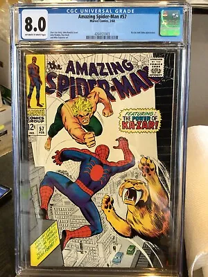 Buy Amazing Spider-man #57 Marvel 1968 Cgc 7.0 Ow/w Ka-zar Zabu Appearance • 320.24£