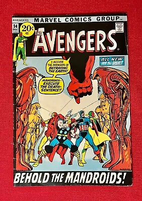 Buy THE AVENGERS #94 Marvel '71 VF 8.0 Great Neal Adams Art! R Thomas 1st Mandroids! • 48.26£