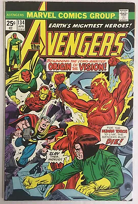 Buy Avengers #134 (1975) Marvel F/VF Origin Human Torch Vision • 15.81£