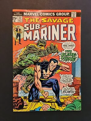 Buy Sub-Mariner #72 Marvel 1974 Last Issue Marvel Value Stamp Intact FN 6.0 • 6.36£