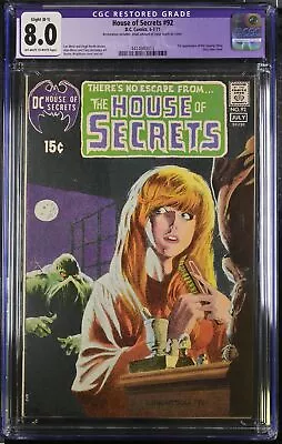 Buy House Of Secrets #92 - D.C. Comics 1971 CGC 8.0 RESTORED 1st App Of Swamp Thing • 1,580.42£