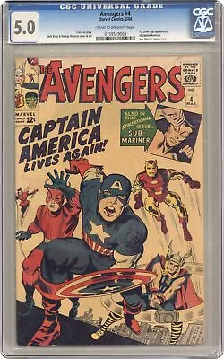 Buy Avengers #4 CGC 5.0 1964 0159519003 1st Silver Age Captain America And Bucky • 1,718.97£
