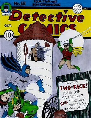 Buy Detective Comics # 68 Cover Recreation 1st Two-face On Cover Original Comic Art • 197.89£