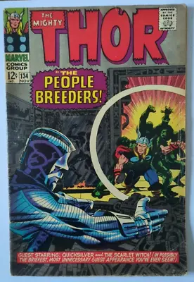 Buy Mighty Thor #134 - 1st App High Evolutionary Man-Beast & Fafnir! Galactus - 1966 • 60.04£