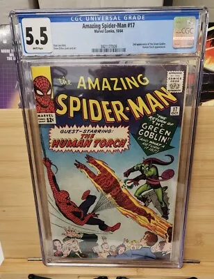Buy AMAZING SPIDER-MAN #17 (MARVEL) CGC 5.5/ 2nd GREEN GOBLIN/ GREAT CASE/ SEE PIX • 356.20£