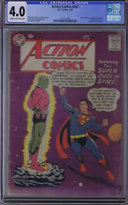 Buy Action Comics #242 DC 1958 CGC 4.0 ( VERY GOOD ) 1st Appearance/Origin Brainiac  • 2,176.84£