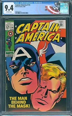 Buy Captain America #114 Cgc 9.4 Nm Stan Lee John Romita Avengers Marvel Comics 1969 • 401.74£