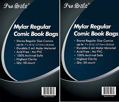 Buy 200 MYLAR Comic Bags (Sleeves) And Boards, REGULAR Comic Bags And Boards, 2 Mil • 94.83£