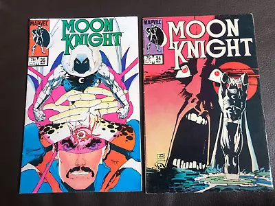 Buy Marvel Comics Moon Knight #34 & 36 1983/84 (2 Comic Bundle/job Lot) • 3£