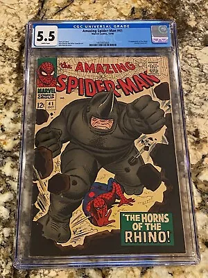 Buy Amazing Spider-man #41 Cgc 5.5 Rare White Pages 1st Rhino Huge Mcu App Soon Hot • 649.86£