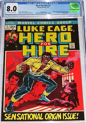 Buy Hero For Hire #1 CGC 8.0 Origin & 1st Appearance Of Luke Cage (Powerman)  • 498.16£