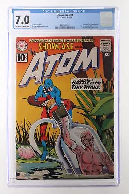 Buy Showcase #34 - D.C. Comics 1961 CGC 7.0 Origin + 1st App Of The SA Atom • 1,038.16£
