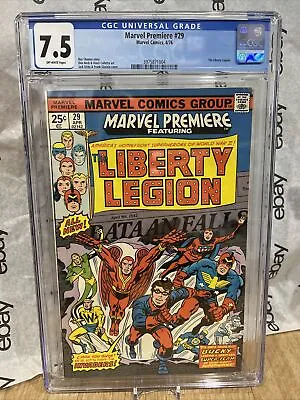 Buy Marvel Premiere #29 CGC 7.5  White Pages 25 Cent New Slab  Liberty Legion Comic • 55.20£