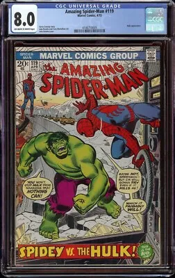 Buy Amazing Spider-Man # 119 CGC 8.0 OWW (Marvel, 1973) Hulk Cover And Appearance • 233.93£