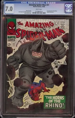 Buy Amazing Spider-Man # 41 CGC 7.0 White  (Marvel, 1966) 1st Appearance Of Rhino • 786.65£
