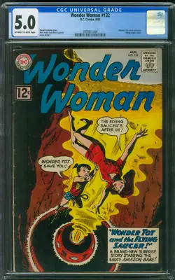 Buy Wonder Woman 132 CGC 5.0 Wonder Tot Flying Saucer Cover 8/1962 • 63.95£