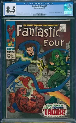 Buy Fantastic Four #65 1967 CGC 8.5 OW-W Pages! 1st Appearance Of Ronan The Accuser! • 188.14£