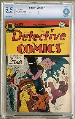 Buy Detective Comics #113 (1946) CBCS 5.5; O/w To White; Bill Finger Story; Like CGC • 521£
