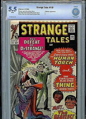 Buy Strange Tales #130 CBCS 5.5 1966 Marvel  Dr Strange  Beatles Amricons BA12 • 152.11£