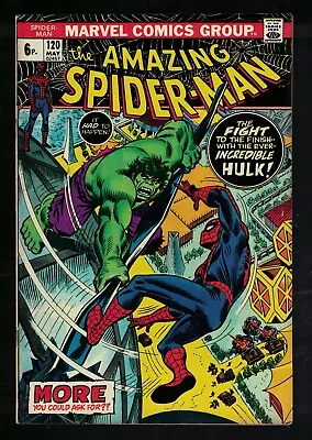 Buy DermanMarvel Comics Amazing Spiderman Vs Hulk 120 8.0 VFN+  Classic Cover 1973 • 135£