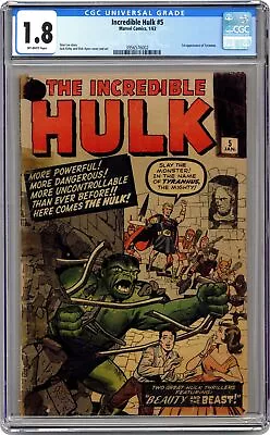 Buy Incredible Hulk #5 CGC 1.8 1963 3956576002 • 367.11£