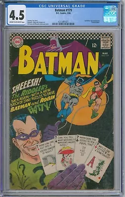Buy Batman 179 CGC Graded 4.5 VG+ 2nd Silver Age Riddler  DC Comics 1966 • 198.57£
