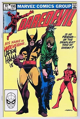 Buy  Daredevil #196 VF/NM Signed W/COA Larry Hama Wolverine App 1983 Marvel Comics • 75.16£