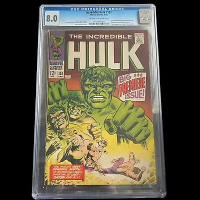 Buy Hulk #102 CGC 8.0 1968 OW/W PGS 1st Issue Avengers Marvel Comics Hulk Retold • 379.77£