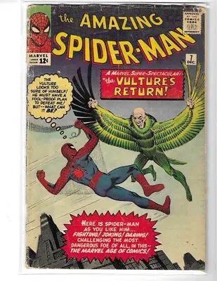 Buy $ Drop 12/10/ 23  AMAZING SPIDER-MAN #7 2ND APPEARANCE OF THE VULTURE 1963   • 256.95£