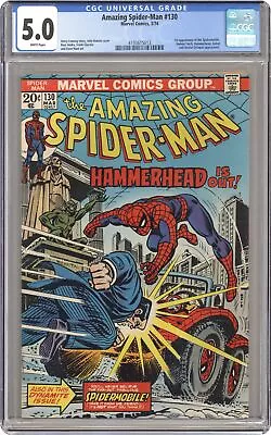 Buy Amazing Spider-Man #130 CGC 5.0 1974 4193615013 1st App. Spider-Mobile • 37.16£