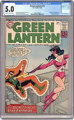 Buy Green Lantern #16 CGC 5.0 1962 3953608002 1st App. And Origin Star Sapphire • 311.73£