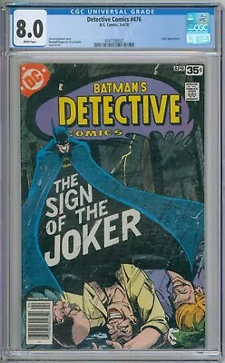 Buy Detective Comics 476  CGC Graded 8.0 Newsstand Joker DC Comics 1978 • 79.91£