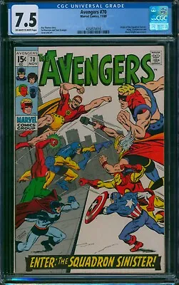 Buy Avengers #70 ⭐ CGC 7.5 ⭐ SQUADRON SINISTER Origin! Marvel Comic 1969 • 147.85£
