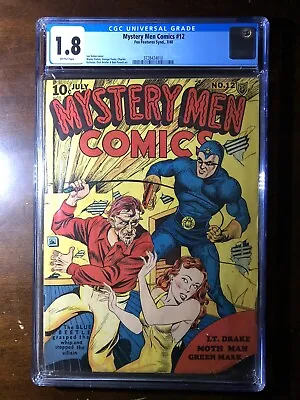 Buy Mystery Men #12 (1940) - Good Girl Art! GGA! Blue Beetle!  - CGC 1.8 - Rare! • 579.65£