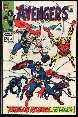 Buy Avengers #58 Marvel 1968 (NM-) 2nd Silver Age App Of Vision! HIGH GRADE L@@K! • 257.26£