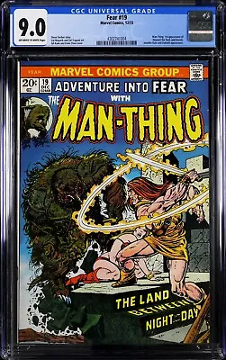 Buy Adventures Into Fear 19 CGC 9.0 VF/NM Man-Thing 1st Appearance Howard The Duck • 569.23£