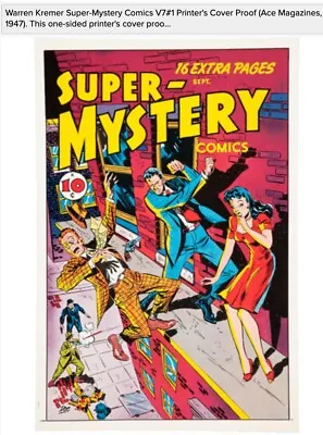 Buy Warren Kremer Super-Mystery Comics V7#1 Printer's Cover Proof 1947 $110 • 86.93£