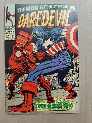 Buy Daredevil 43 VG/FN Clean Midgrade 1968 Captain America Classic Jack Kirby Cover • 35.18£