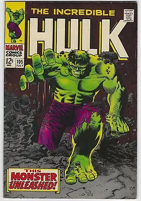 Buy INCREDIBLE HULK 105 VF- 1968 1st APPEARANCE MISSING LINK 1962 1st SERIES LB3 • 96.44£
