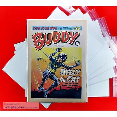 Buy Buddy Comic Bags ONLY Size7 Fits A4 And UK British Weekly Comics X 25 . • 13.99£