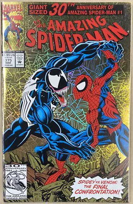 Buy Amazing Spider-man # 375 Venom Vf/nm White Pages Gold Holofoil Reflective Cover • 32.16£