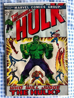 Buy Incredible Hulk 152 (1972) Daredevil, Fantastic Four, Captain America App, Cents • 7.99£