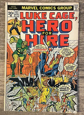 Buy LUKE CAGE HERO For HIRE #12 1973 1st Appearance Of Chemistro! BRONZE AGE  V01 • 3.88£
