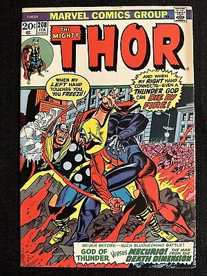 Buy Marvel Comics The Mighty THOR #208 First Appearance Of MECURIO! February 1973 • 15.02£